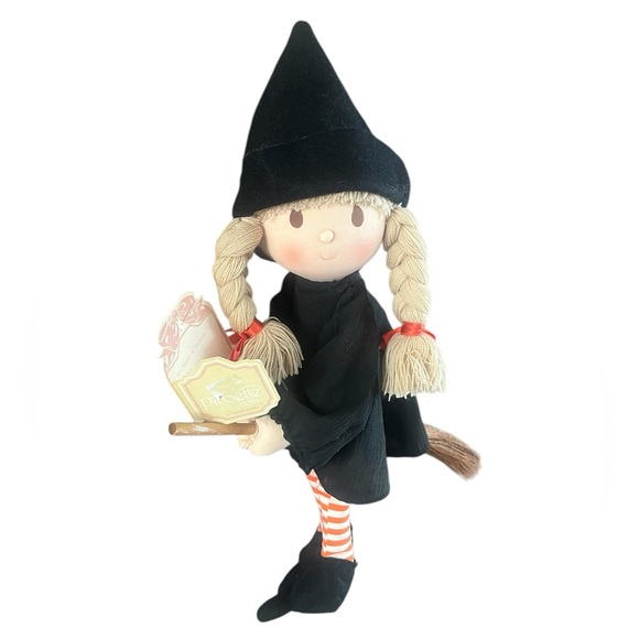 Vintage 1984 Piroette Doll by Applause Adorable Witch Doll with Braids and Broom - Picture 7 of 11